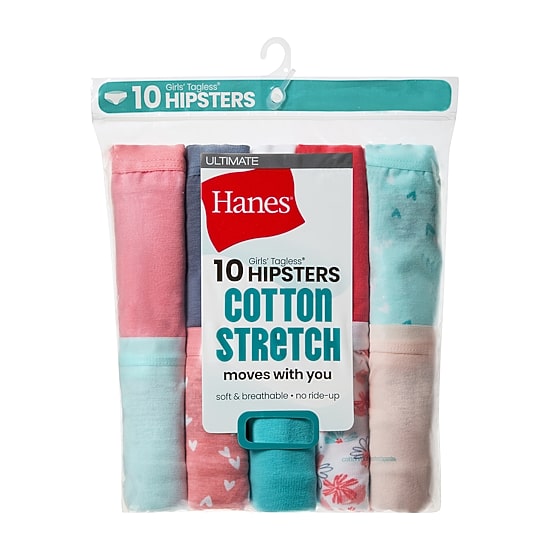 Hanes Big Kid Girls 10 Pack Hipster Panty Gucsh1