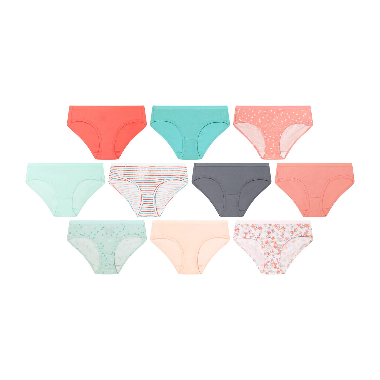 Hanes Big Kid Girls 10 Pack Hipster Panty Gucsh1
