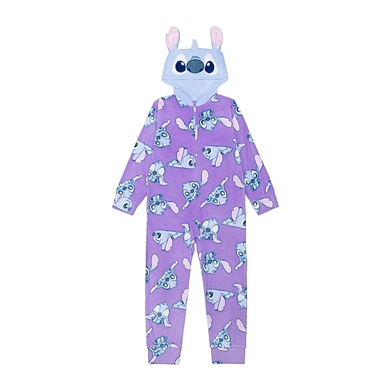 Disney Collection Girls Lilo & Stitch Microfleece Crew Neck Long Sleeve 1 Pair Big One Piece Pajama