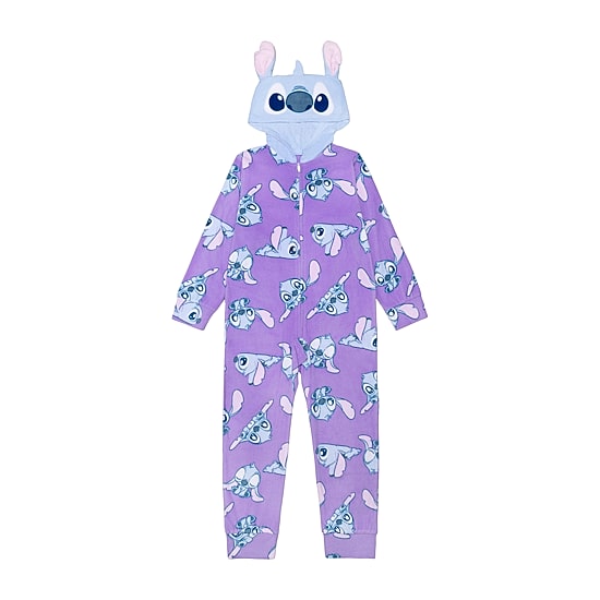 Disney Collection Girls Lilo & Stitch Microfleece Crew Neck Long Sleeve 1 Pair Big One Piece Pajama