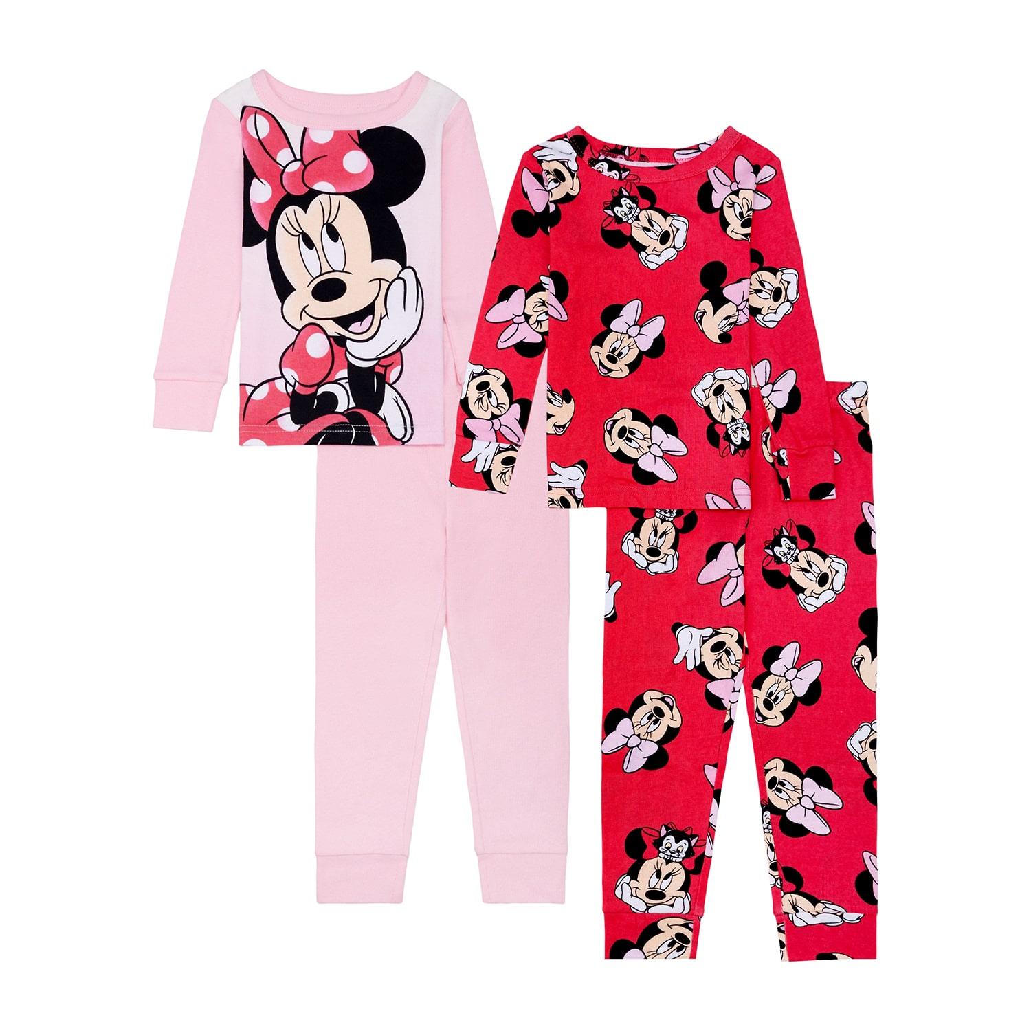 Disney Collection Toddler Girls Minnie Mouse Long Sleeve 4-pc. Pajama Set