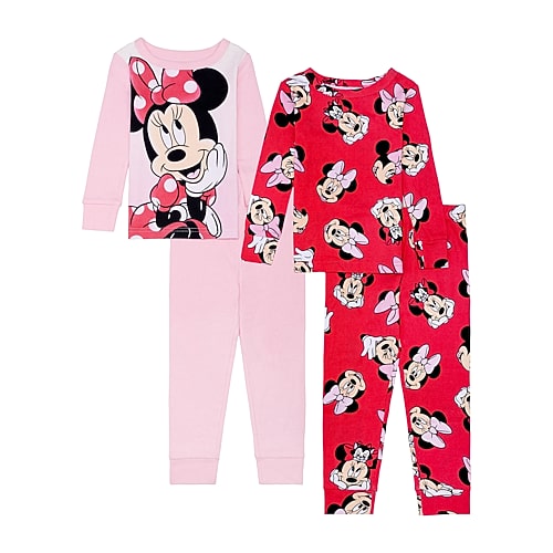 Disney Collection Toddler Girls Minnie Mouse Long Sleeve 4-pc. Pajama Set, 4t, Pink
