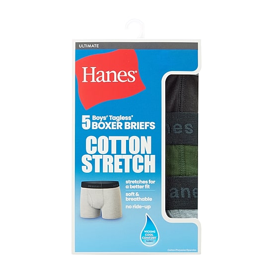 Hanes Big Kid Boys 5 Pack Boxer Briefs Bu3bd5