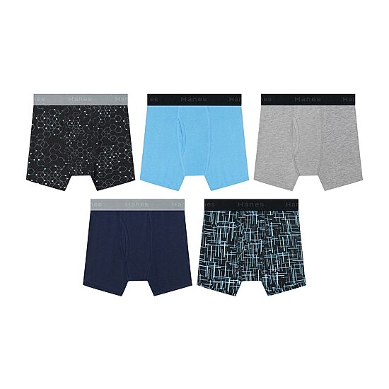 Hanes Big Kid Boys 5 Pack Boxer Briefs Bu3bp5