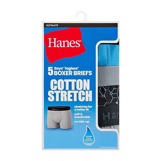 Hanes Big Kid Boys 5 Pack Boxer Briefs Bu3bp5