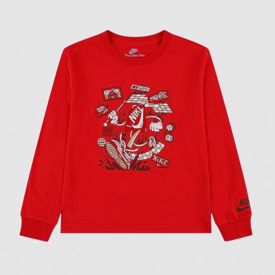 Nike Little Boys Crew Neck Long Sleeve Regular Fit Graphic T-Shirt
