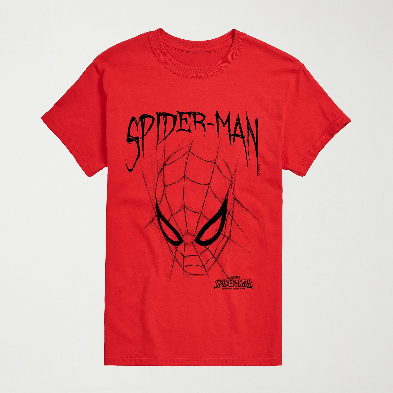 Brand New Day Sketched Mens Crew Neck Short Sleeve Regular Fit Spiderman Graphic T-Shirt