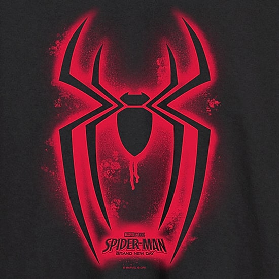 Brand New Day Spraypaint Spider Mens Crew Neck Long Sleeve Regular Fit Spiderman Graphic T-Shirt