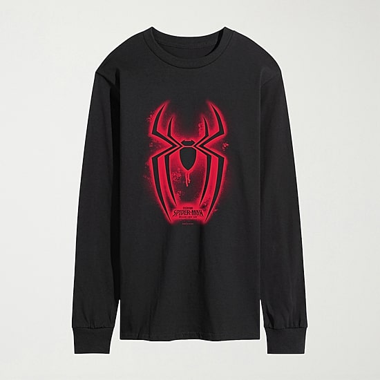 Brand New Day Spraypaint Spider Mens Crew Neck Long Sleeve Regular Fit Spiderman Graphic T-Shirt
