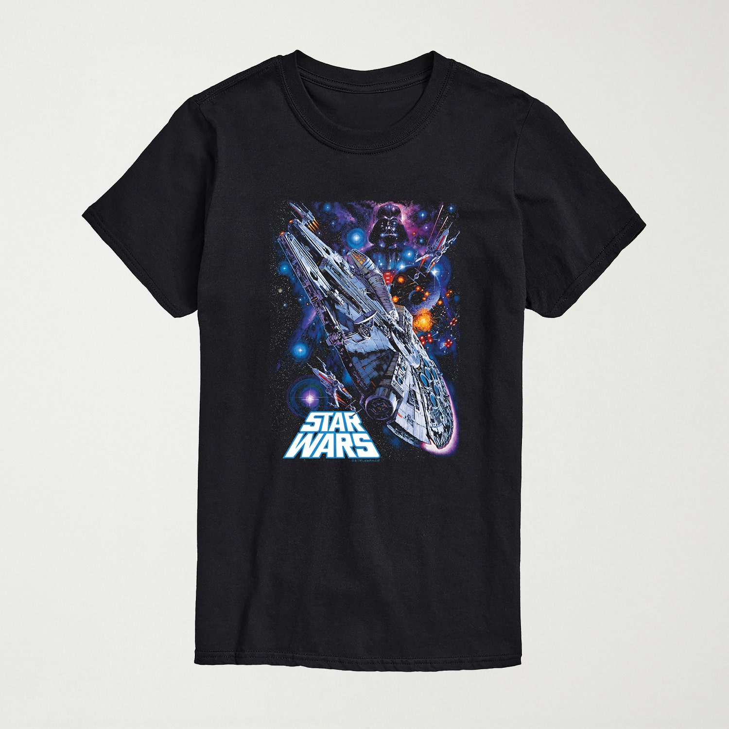 Millennium Falcon Space Mens Crew Neck Short Sleeve Regular Fit Star Wars Graphic T-Shirt