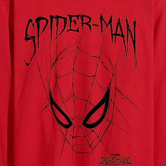 Brand New Day Sketched Mens Crew Neck Long Sleeve Regular Fit Spiderman Graphic T-Shirt