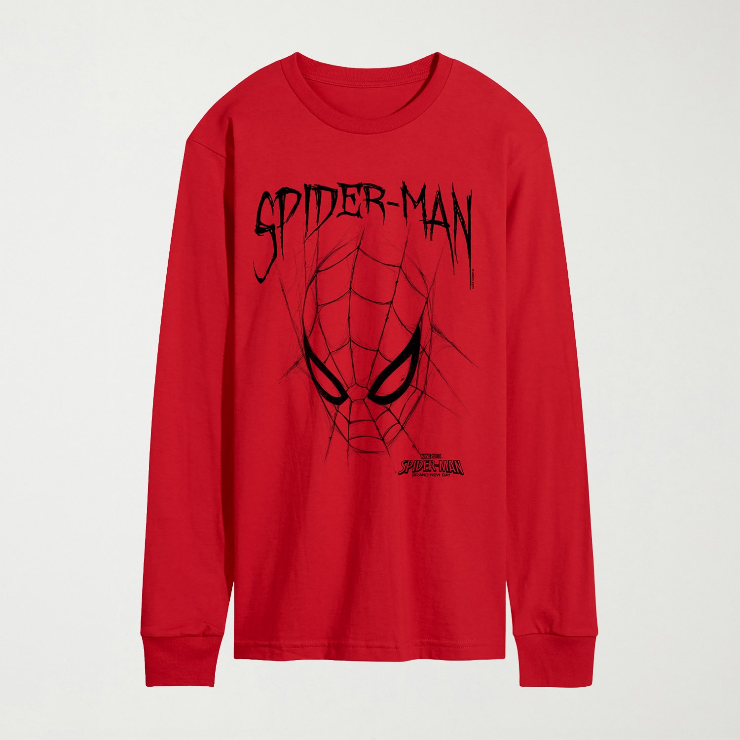 Brand New Day Sketched Mens Crew Neck Short Sleeve Regular Fit Spiderman Graphic T-Shirt