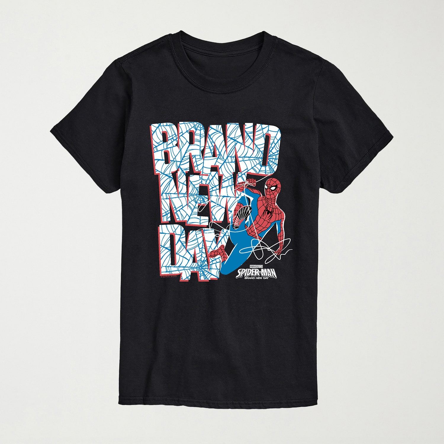 Brand New Day Web Mens Crew Neck Short Sleeve Regular Fit Spiderman Graphic T-Shirt