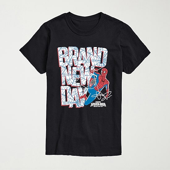Brand New Day Web Mens Crew Neck Short Sleeve Regular Fit Spiderman Graphic T-Shirt