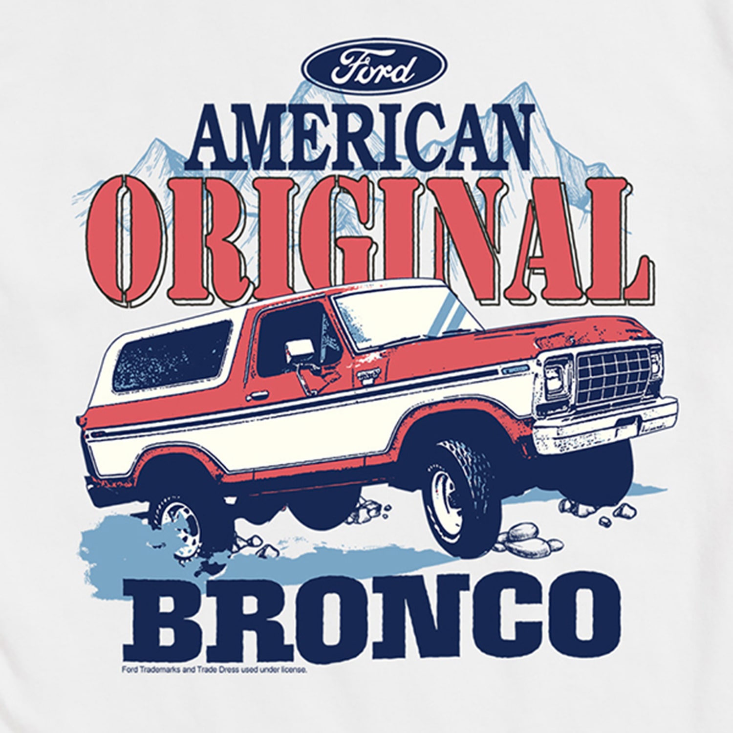 Ford American Original Bronco Mens Crew Neck Short Sleeve Regular Fit Graphic T-Shirt