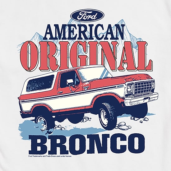 Ford American Original Bronco Mens Crew Neck Short Sleeve Regular Fit Graphic T-Shirt