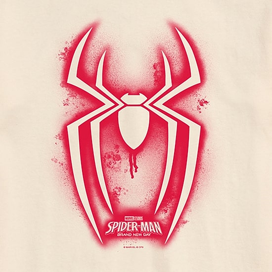 Brand New Day Spraypaint Spider Mens Crew Neck Short Sleeve Regular Fit Spiderman Graphic T-Shirt