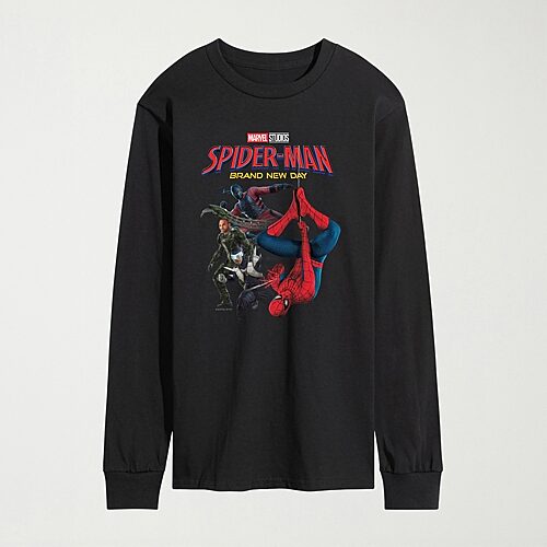 Brand New Day Scorpion And Friends Mens Crew Neck Long Sleeve Regular Fit Spiderman Graphic T-Shirt, Medium, Black