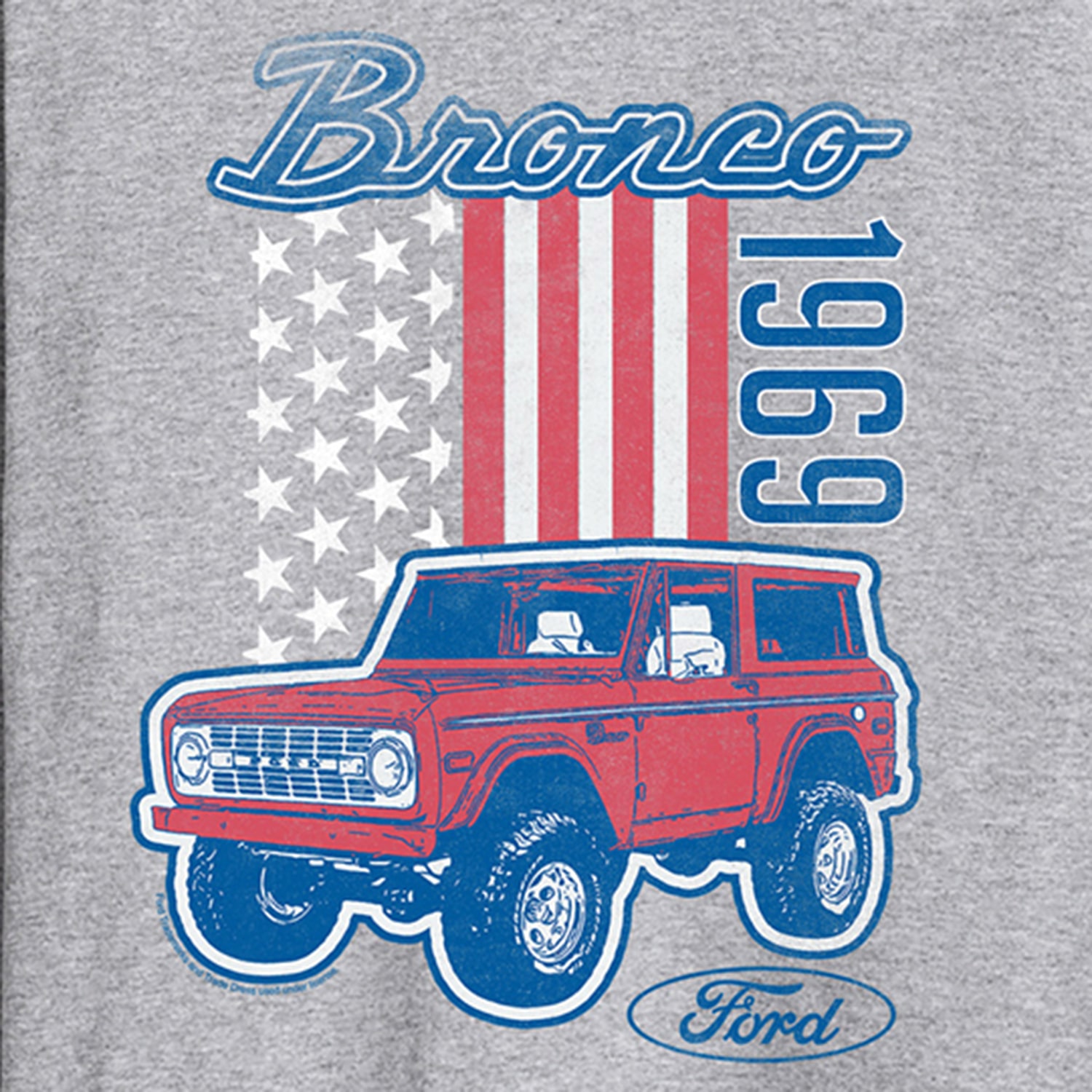 Ford American Bronco 69 Mens Crew Neck Long Sleeve Regular Fit Graphic T-Shirt