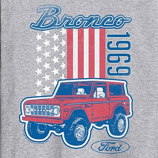 Ford American Bronco 69 Mens Crew Neck Long Sleeve Regular Fit Graphic T-Shirt