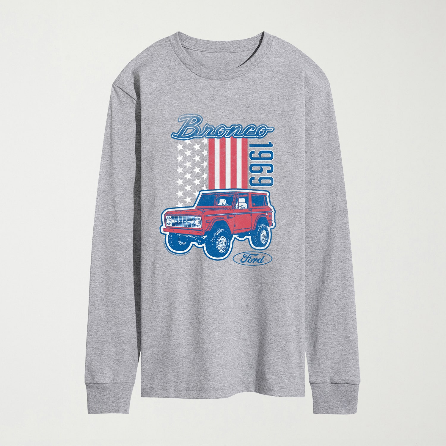 Ford American Bronco 69 Mens Crew Neck Long Sleeve Regular Fit Graphic T-Shirt