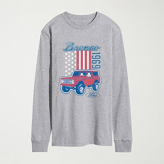 Ford American Bronco 69 Mens Crew Neck Long Sleeve Regular Fit Graphic T-Shirt