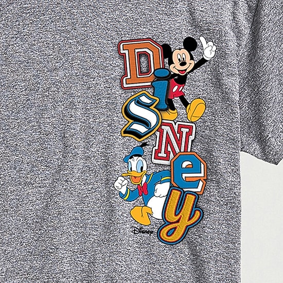 Faux Patch Mens Crew Neck Short Sleeve Regular Fit Mickey and Friends Graphic T-Shirt