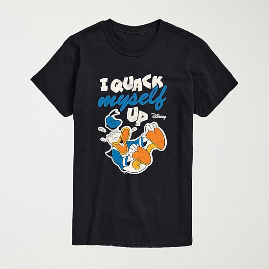 I Quack Myself Up Mens Crew Neck Short Sleeve Regular Fit Donald Duck Graphic T-Shirt