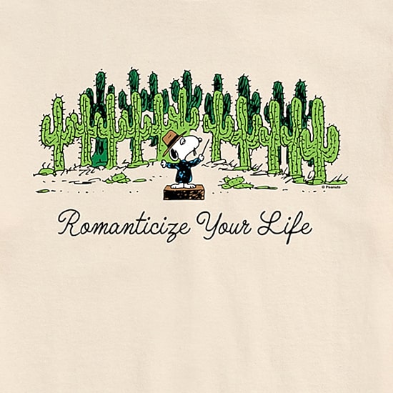 Romanticize Your Life Spike Mens Crew Neck Short Sleeve Regular Fit Peanuts Graphic T-Shirt