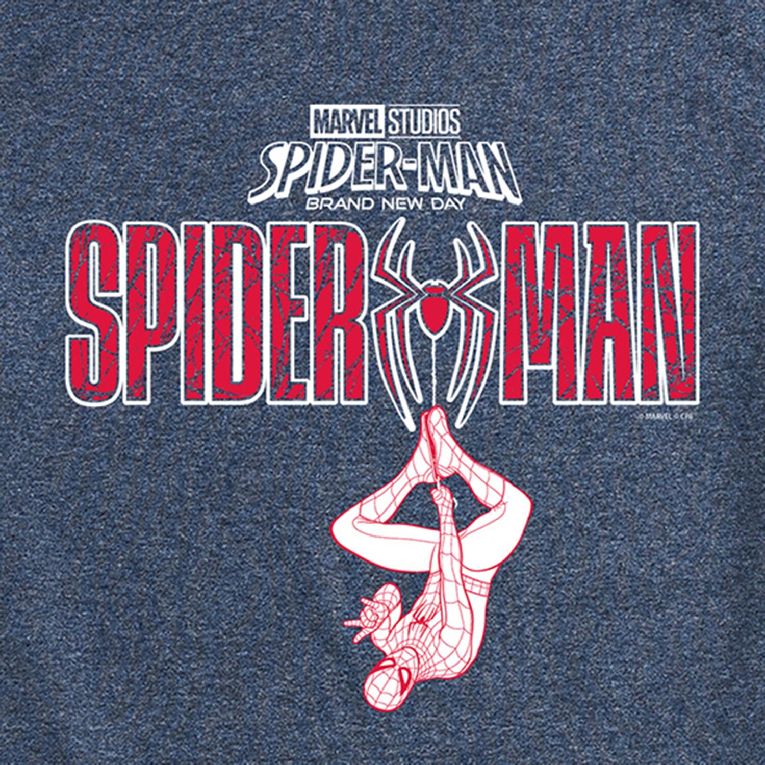 Brand New Day Hanging From Logo Mens Crew Neck Short Sleeve Regular Fit Spiderman Graphic T-Shirt
