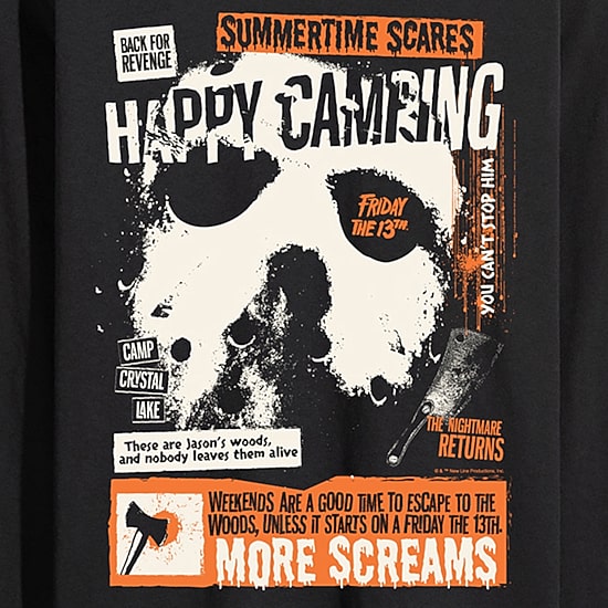 Friday The 13th Films Summertime Scares Jason Mens Crew Neck Short Sleeve Regular Fit Michael Myers Graphic T-Shirt