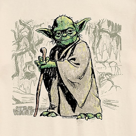 Yoda Sketch Mens Crew Neck Short Sleeve Regular Fit Star Wars Graphic T-Shirt