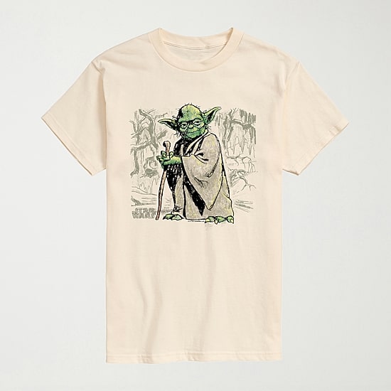 Yoda Sketch Mens Crew Neck Short Sleeve Regular Fit Star Wars Graphic T-Shirt