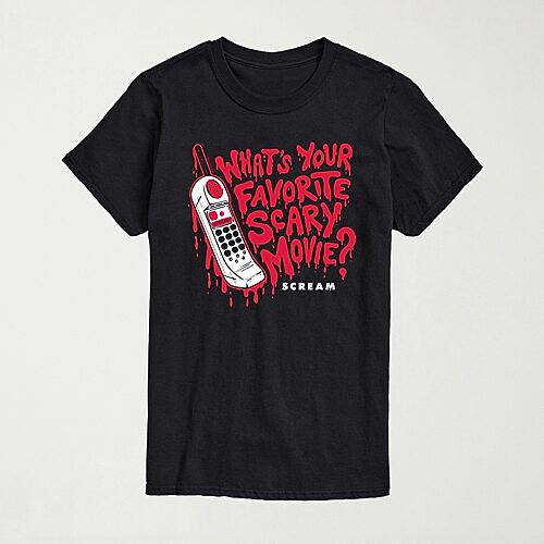 Novelty T-shirts Scream Favorite Scary Movie Mens Crew Neck Short Sleeve Regular Fit Graphic T-shirt In Black
