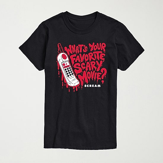 Scream Favorite Scary Movie Mens Crew Neck Short Sleeve Regular Fit Graphic T-Shirt