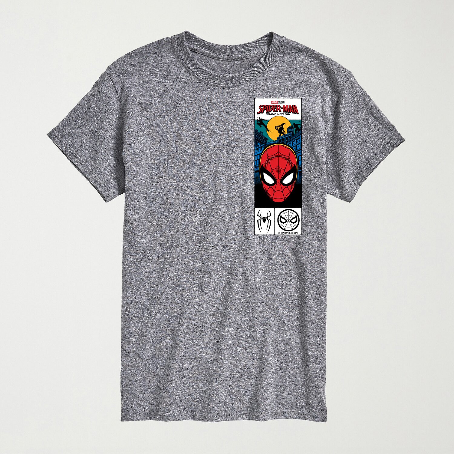 Brand New Day Mask Mens Crew Neck Short Sleeve Regular Fit Spiderman Graphic T-Shirt