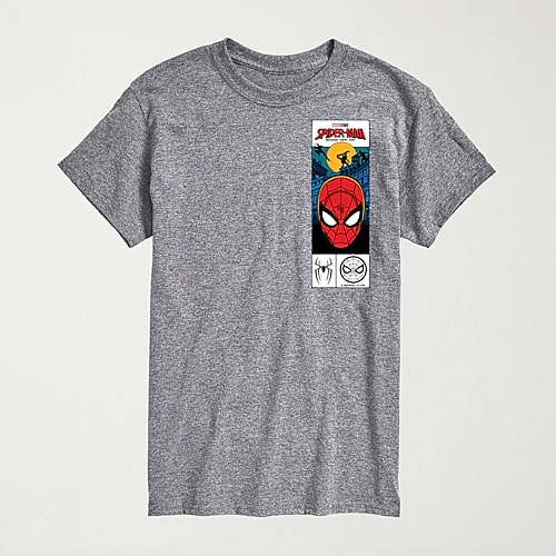 Novelty T-shirts Brand New Day Mask Mens Crew Neck Short Sleeve Regular Fit Spiderman Graphic T-shirt In Gray