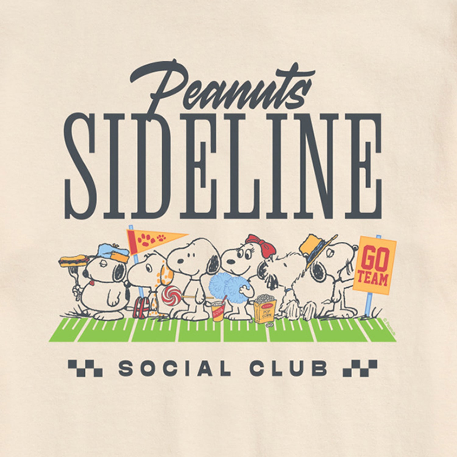 Sideline Social Club Sports Mens Crew Neck Short Sleeve Regular Fit Peanuts Snoopy Graphic T-Shirt