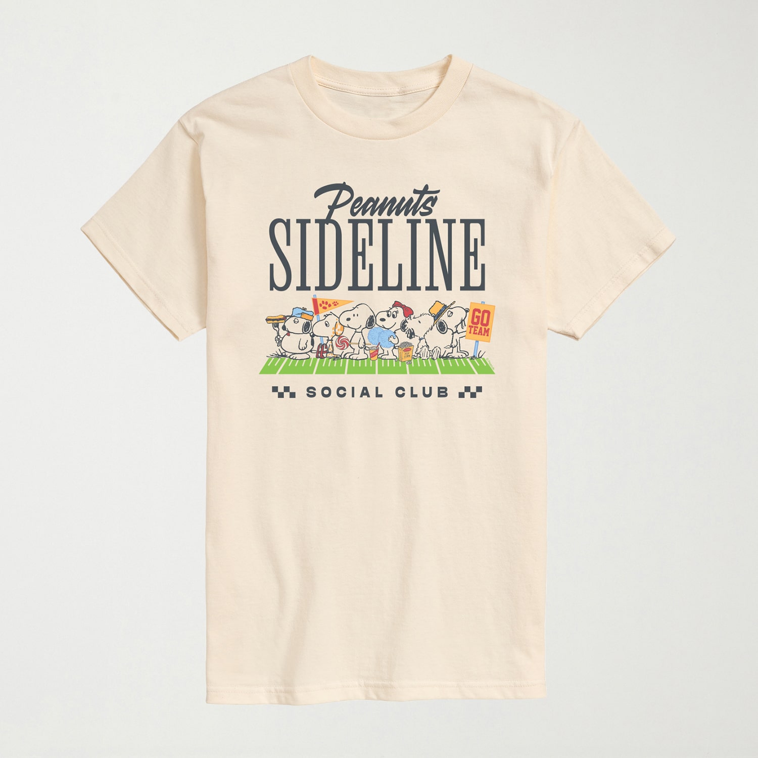 Sideline Social Club Sports Mens Crew Neck Short Sleeve Regular Fit Peanuts Snoopy Graphic T-Shirt