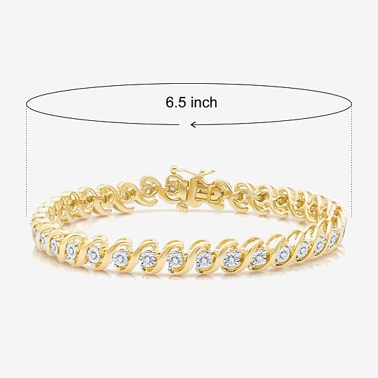 (F / Si1-Si2) Womens 1/2 CT. T.W. Lab Grown White Diamond 14K Gold Over Brass 7.5 Inch Tennis Bracelet