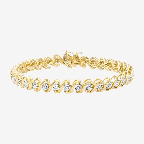 (F / Si1-Si2) Womens 1/2 CT. T.W. Lab Grown White Diamond 14K Gold Over Brass 7.5 Inch Tennis Bracelet