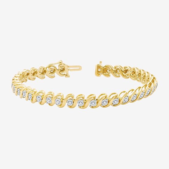 (F / Si1-Si2) Womens 1/2 CT. T.W. Lab Grown White Diamond 14K Gold Over Brass 7.5 Inch Tennis Bracelet