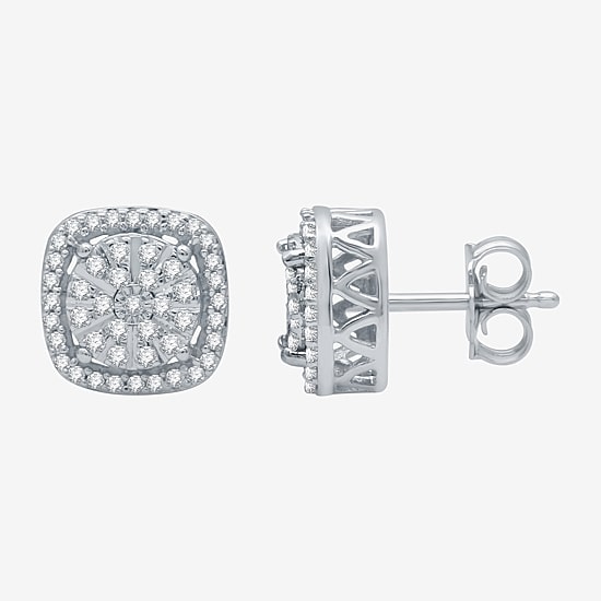 (F / Si1-Si2) 1/3 CT. T.W. Lab Grown White Diamond 9.2mm Round Stud Earrings