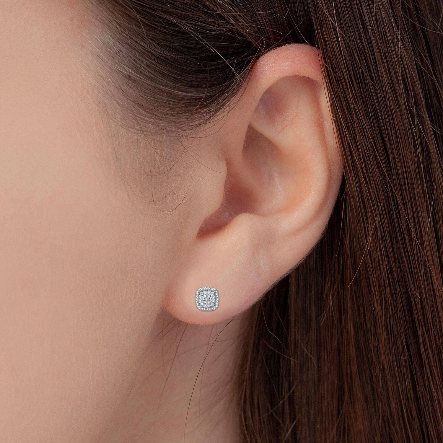 (F / Si1-Si2) 1/3 CT. T.W. Lab Grown White Diamond 9.2mm Round Stud Earrings