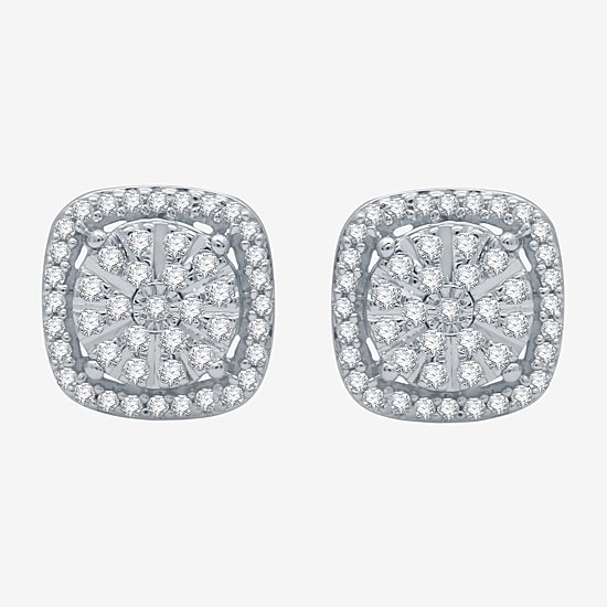 (F / Si1-Si2) 1/3 CT. T.W. Lab Grown White Diamond 9.2mm Round Stud Earrings