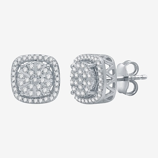 (F / Si1-Si2) 1/3 CT. T.W. Lab Grown White Diamond 9.2mm Round Stud Earrings