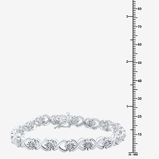 (F / Si1-Si2) Womens 1/10 CT. T.W. Lab Grown White Diamond Pure Silver Over Brass 7.5 Inch Tennis Bracelet