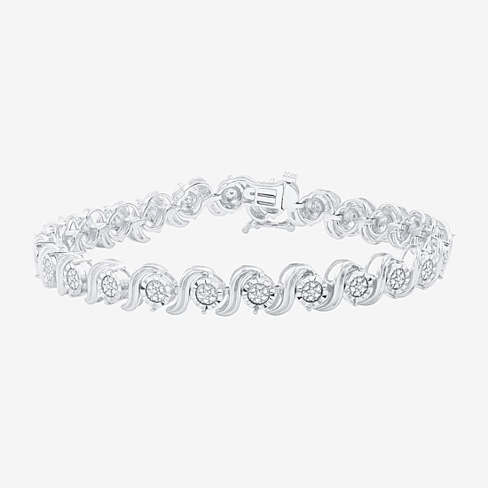 (F / Si1-Si2) Womens 1/10 CT. T.W. Lab Grown White Diamond Pure Silver Over Brass 7.5 Inch Tennis Bracelet