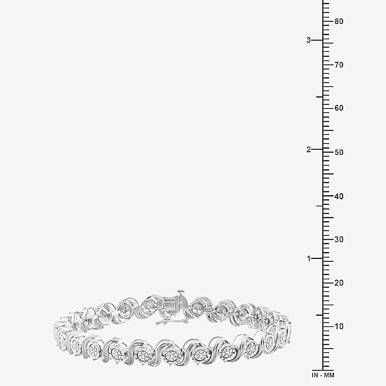 (F / Si1-Si2) Womens 1/10 CT. T.W. Lab Grown White Diamond Pure Silver Over Brass 7.5 Inch Tennis Bracelet