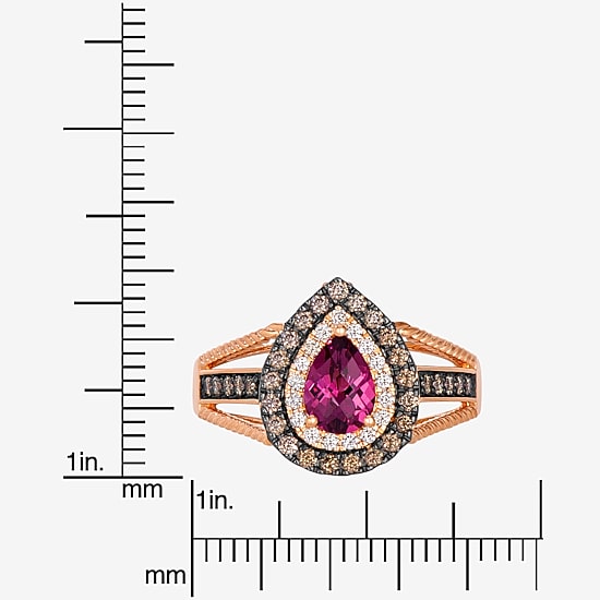 Le Vian Grand Sample Sale Le Vian Grand Sample Sale Limited Quantities! Womens 1/2 CT. Genuine Red Rhodolite 14K Gold Pear Halo Side Stone Cocktail Ring